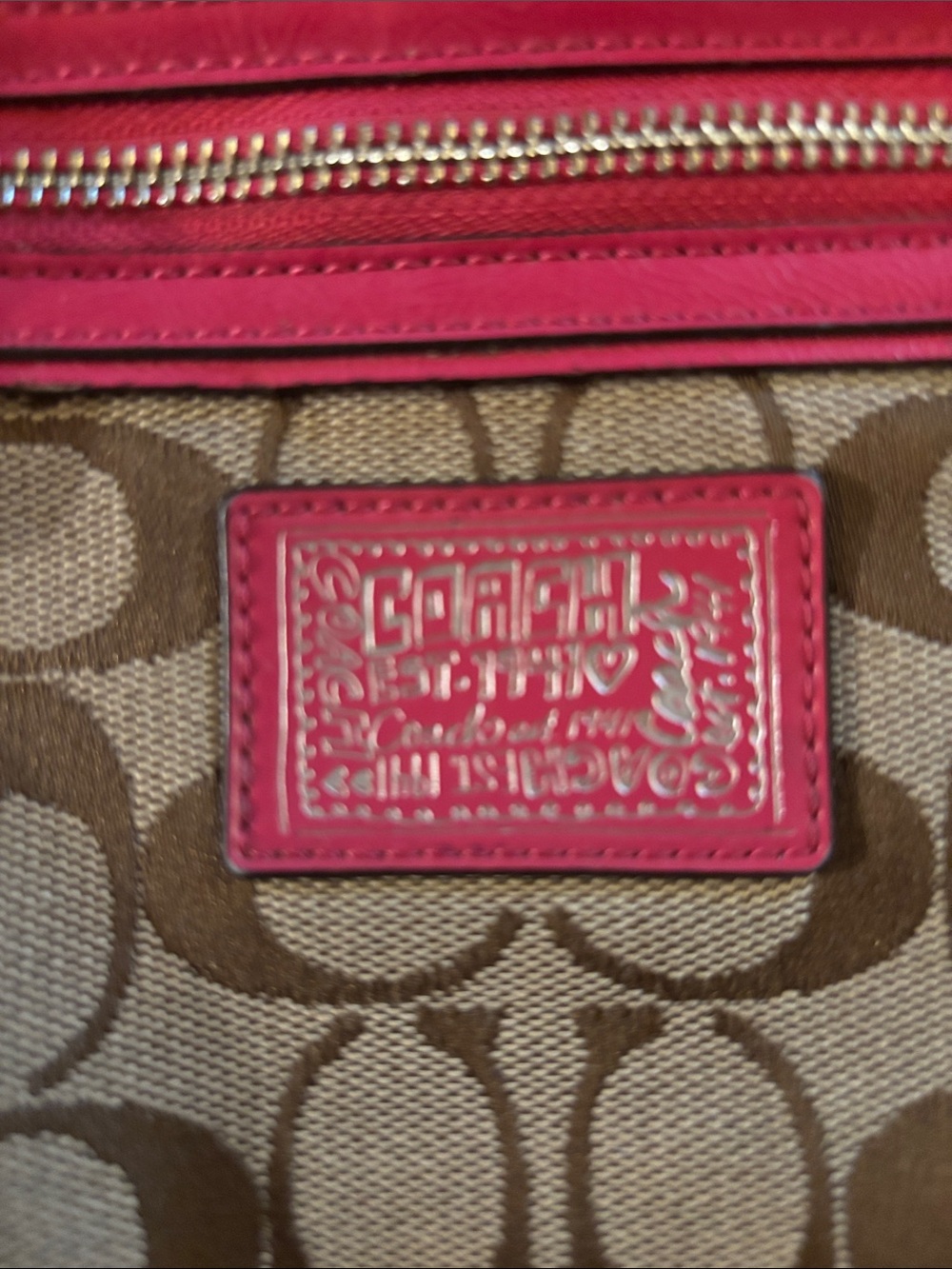 Coach Brown Signature Crossbody with Pink Accents - Picture 6 of 7
